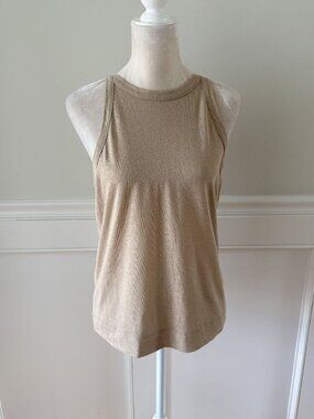 Banana Republic Tan Linen Blend High Neck Tank M